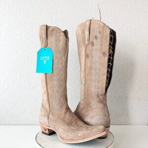 Lane LEXINGTON Knee High Womens Cowboy Boots 12 Latte Suede Western Cowgirl Tall